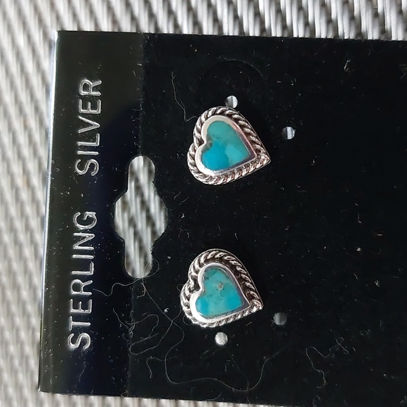 Sterling Silver Genuine Turquiose earrings - Picture 2 of 3